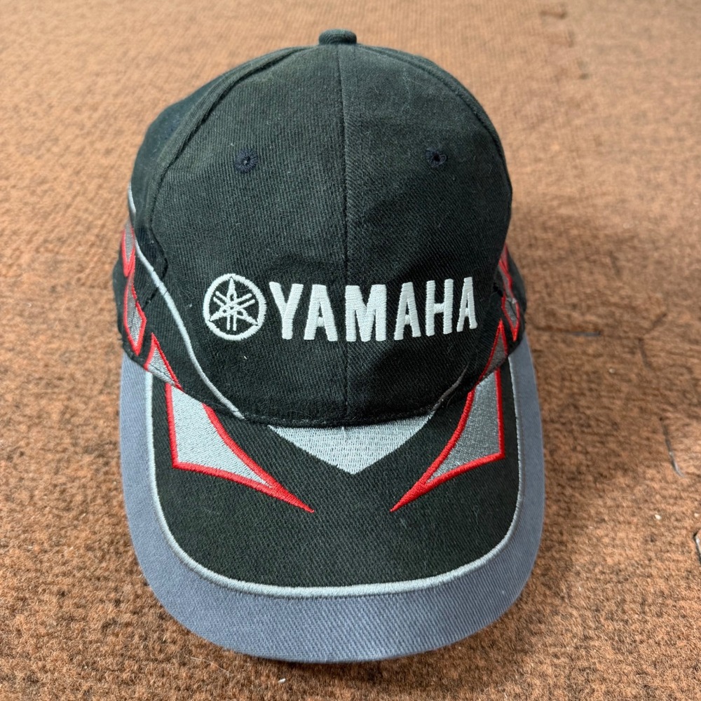 B+ Yamaha Racing Hat Black Red Grey Embroidered Logo Adjustable Motorsports Cap